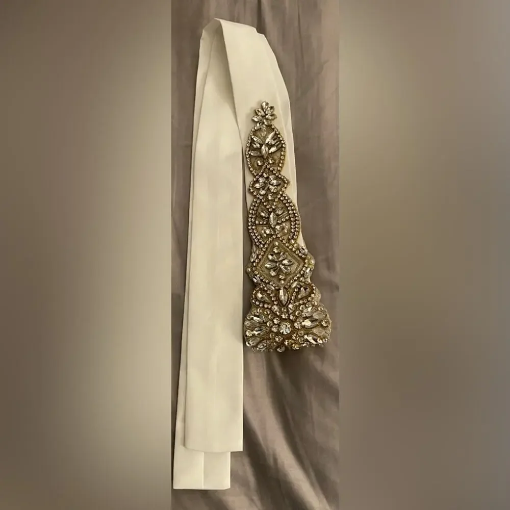 Handmade White Gold Beaded Belt